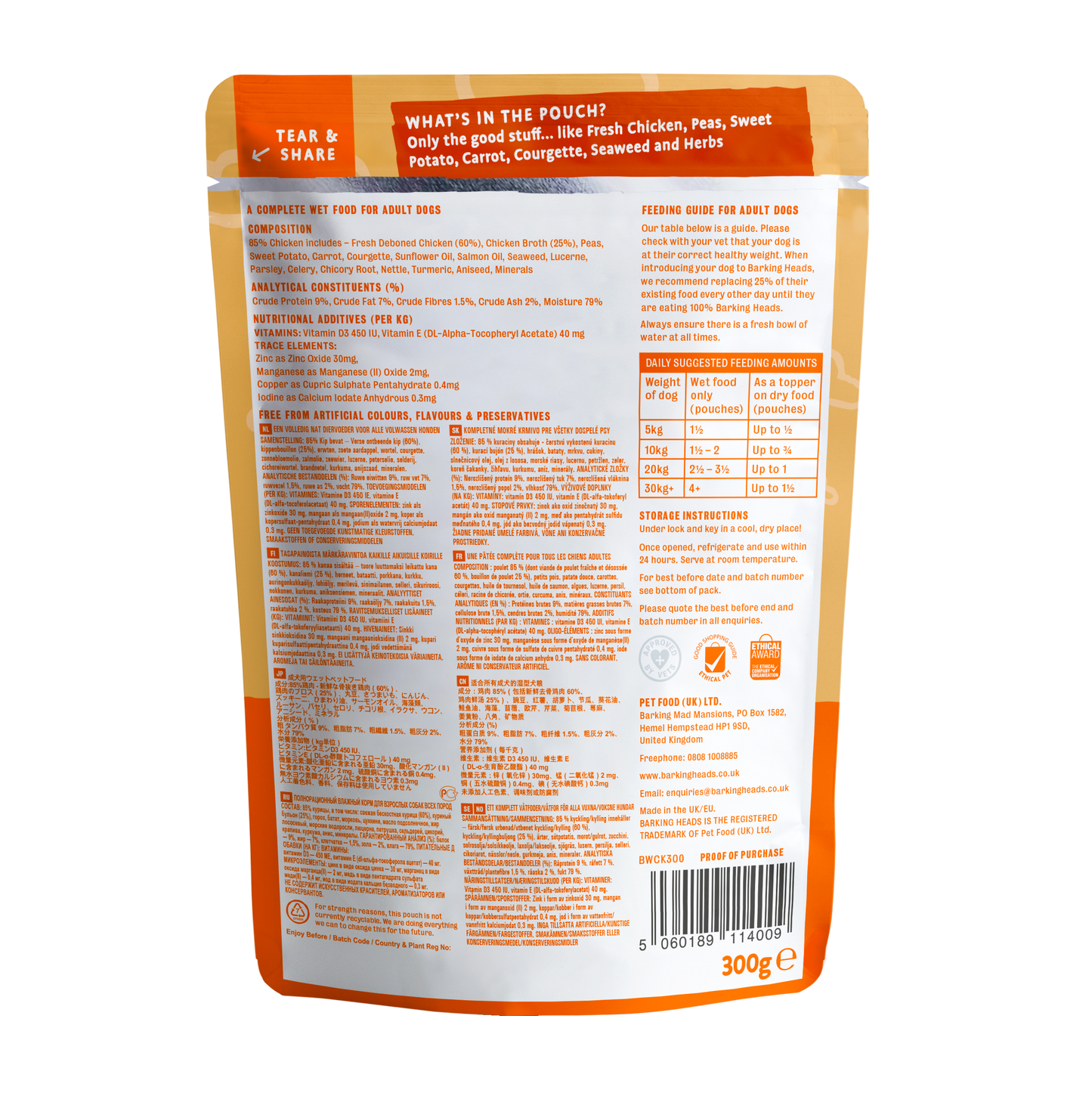 Barking Heads Bowl Lickin Adult Wet Dog Food in Pouches - Chicken