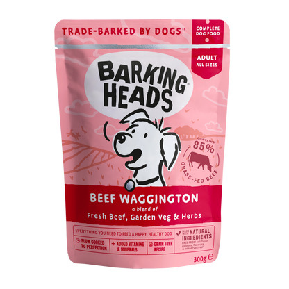Barking Heads Waggington Adult Wet Dog Food in Pouches - Beef