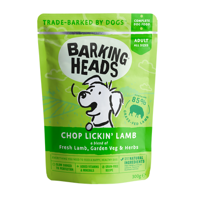 Barking Heads Barking Heads Chop Lickin Lamb Adult Wet Dog pet food packaging