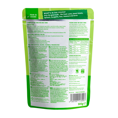 Barking Heads Chop Lickin Adult Wet Dog Food in Pouches - Lamb