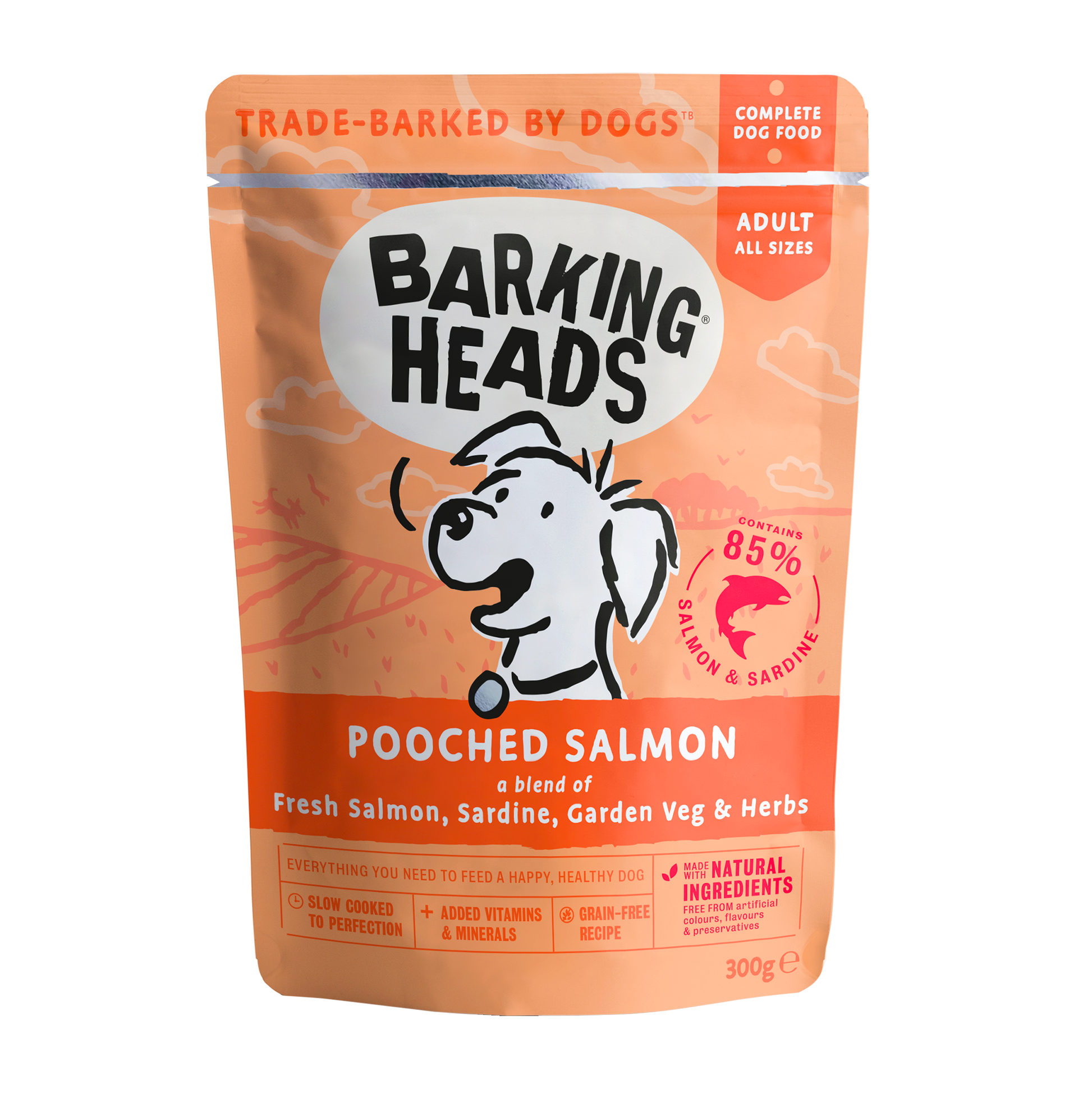 Barking heads Barking Heads Pooched Salmon Adult Wet Dog Food pet food packaging