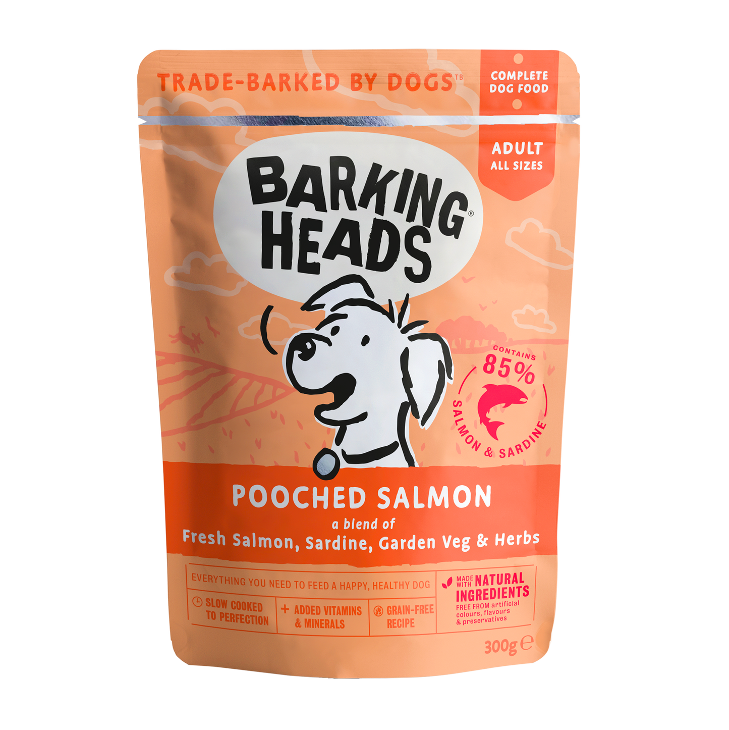 Barking Heads Pooched Adult Wet Dog Food in Pouches - Salmon & Sardine