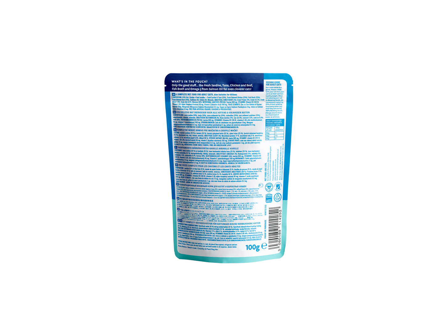 Meowing Heads Surf & Turf Adult Wet Cat Food in Pouches - Fish, Chicken & Beef