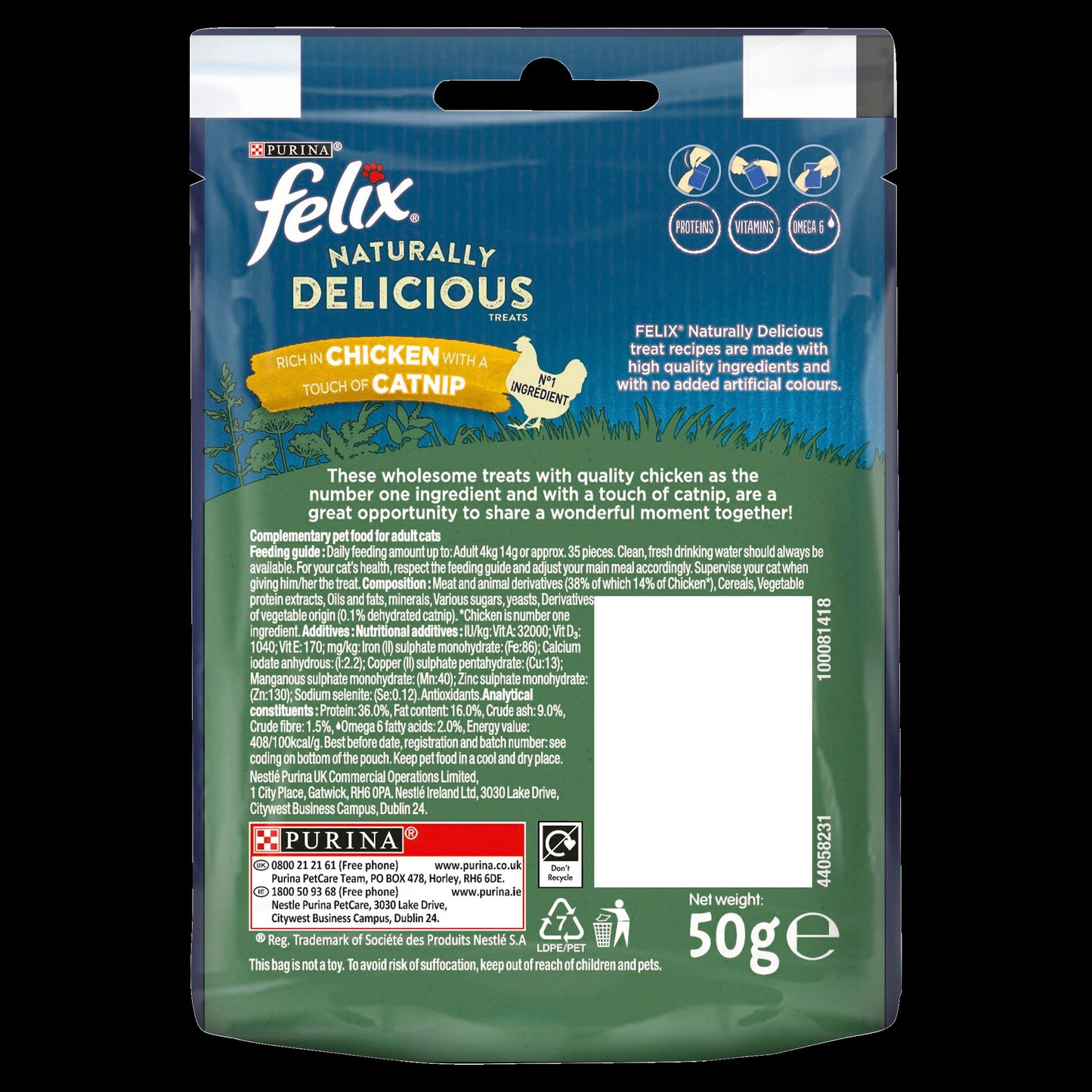 Felix Naturally Delicious Adult Cat Treats - Chicken & Catnip