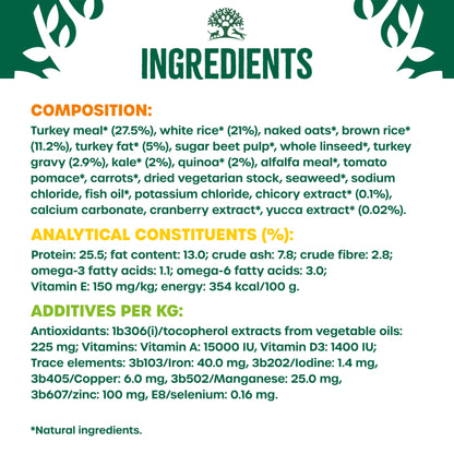 James Wellbeloved Superfoods Adult Small Breed Dry Dog Food Turkey with Kale & Quinoa