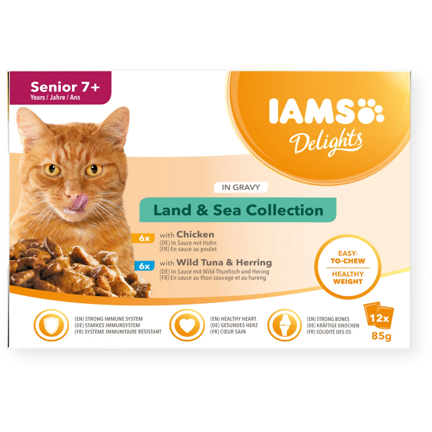 Iams Delights Senior Wet Cat Food - Land & Sea Collection in Gravy