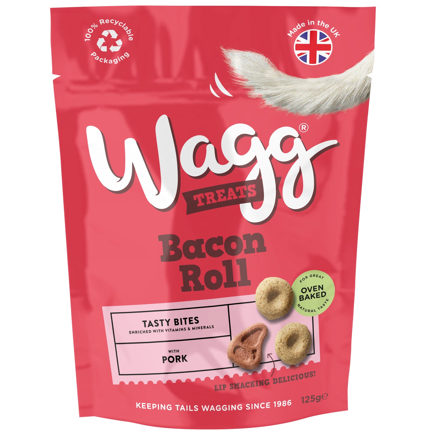 Wagg Tasty Bites Bacon Roll Dog Treats - Pork