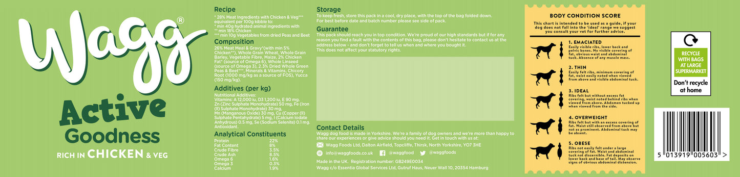 Wagg Active Goodness Adult Dry Dog Food - Chicken & Vegetables