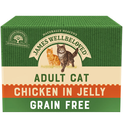 James Wellbeloved Grain Free Adult Cat Food Pouches Chicken in Jelly