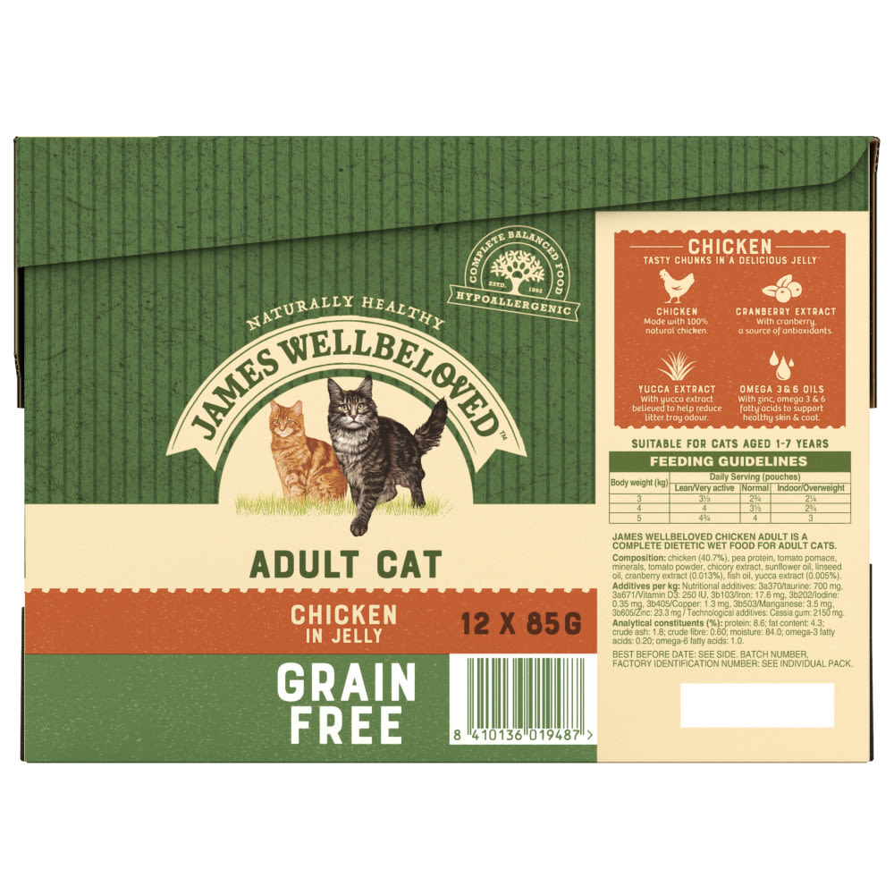 James Wellbeloved Grain Free Adult Cat Food Pouches Chicken in Jelly