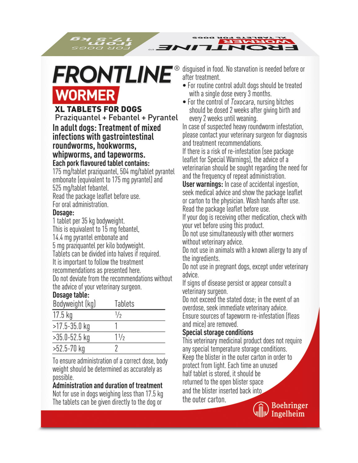 Frontline Wormer XL Flavoured Tablets for Dogs