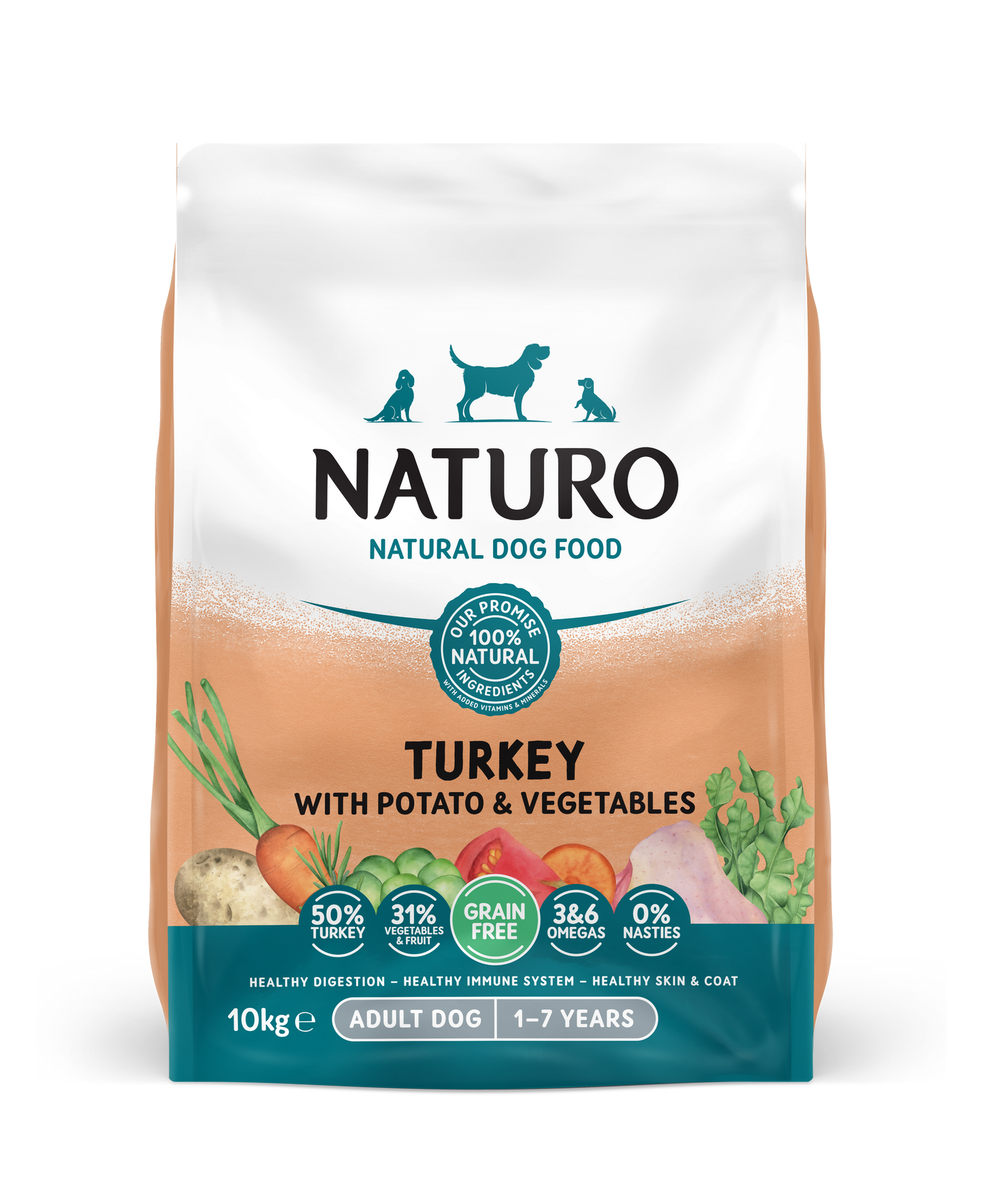 Naturo Grain-free Adult Dry Dog Food - Turkey with Potatoes & Vegetables