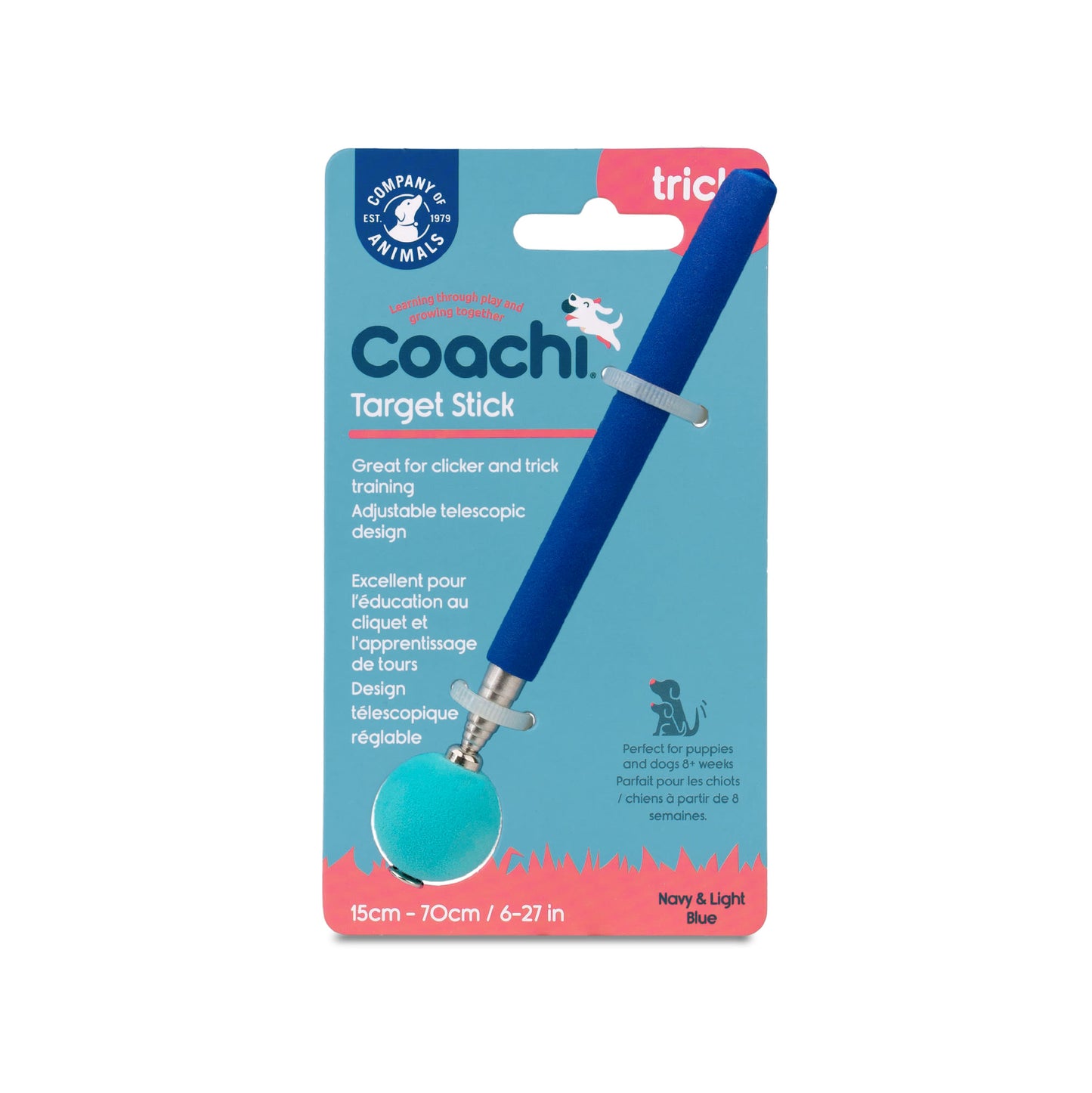 Coachi Target Stick for Dogs - Navy & Light Blue