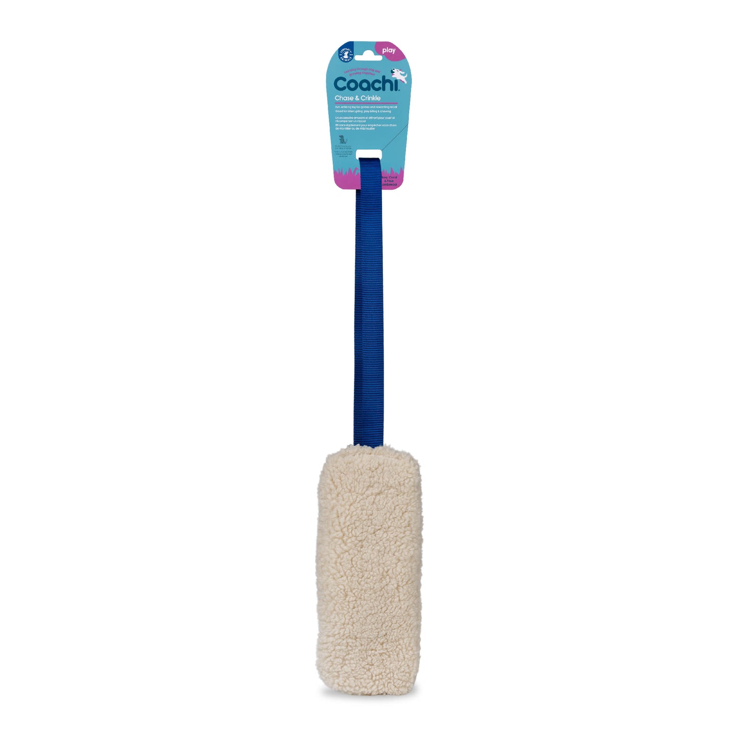 Coachi Chase & Crinkle Toy for Dogs - Navy, Coral & Faux Lambswool