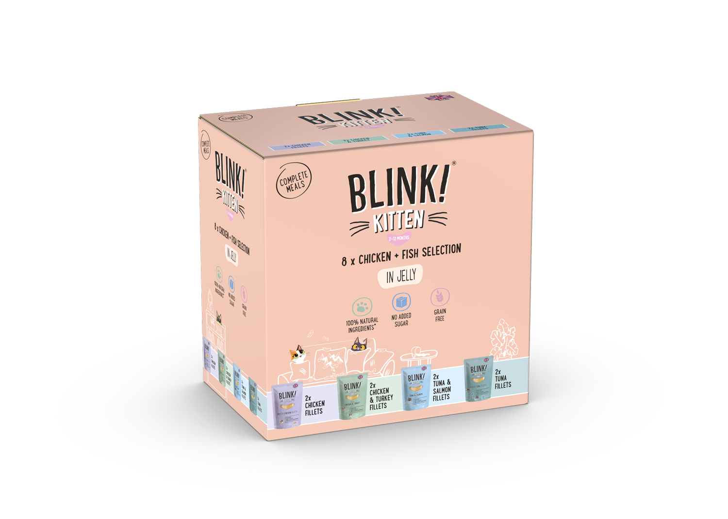 Blink Blink Grain Free Fillets Chicken Salmon Tuna Turkey Kitten Wet Cat Food pet food packaging