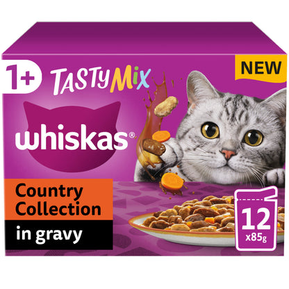 Whiskas 1+ Country Collection Mix Adult Wet Cat Food Pouch in Gravy
