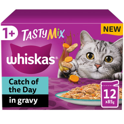 Whiskas 1+ Catch of the Day Mix Adult Wet Cat Food Pouches in Gravy