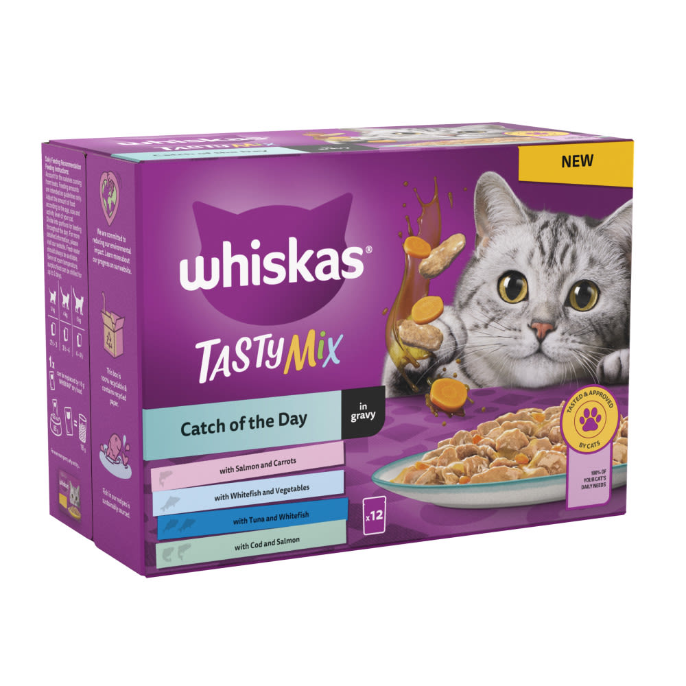 Whiskas 1+ Catch of the Day Mix Adult Wet Cat Food Pouches in Gravy