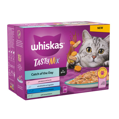 Whiskas 1+ Catch of the Day Mix Adult Wet Cat Food Pouches in Gravy
