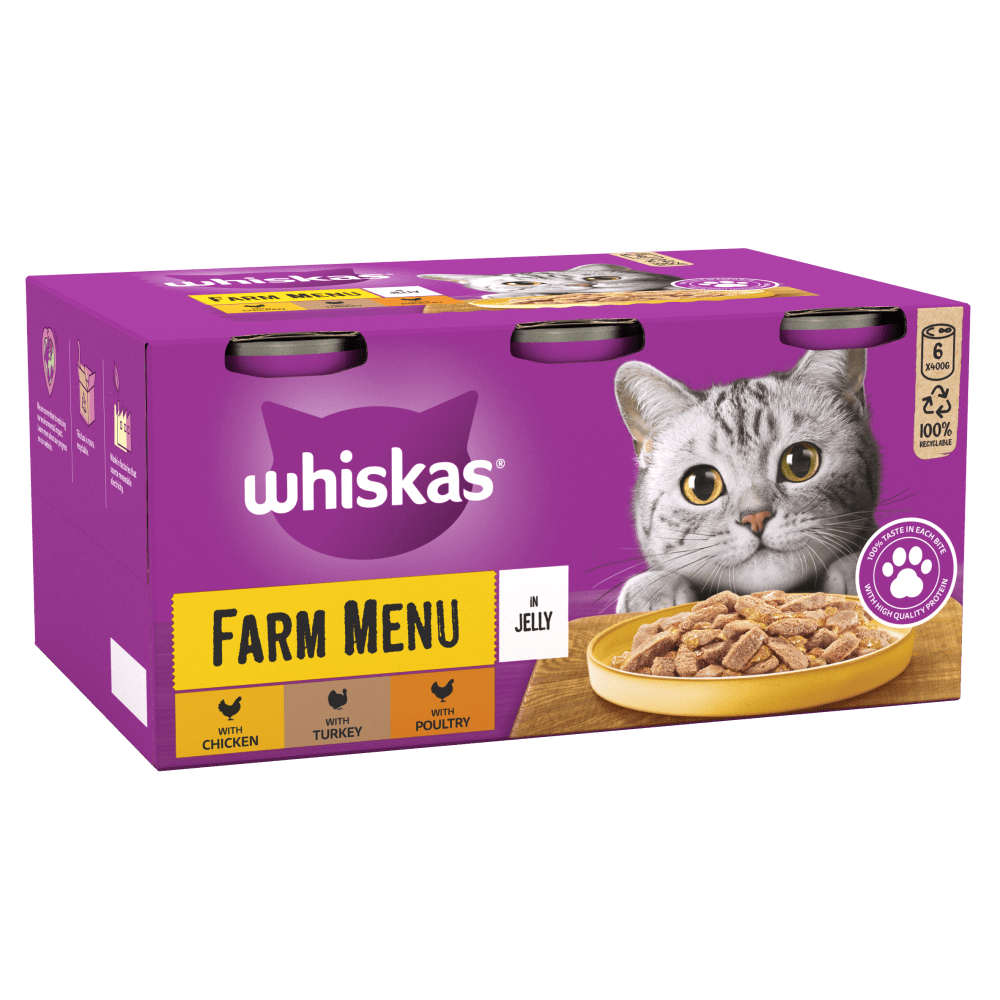 Whiskas Farm Menu in Jelly 1+ Adult Wet Cat Food Tin