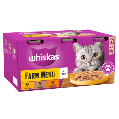 Whiskas Farm Menu in Jelly 1+ Adult Wet Cat Food Tin