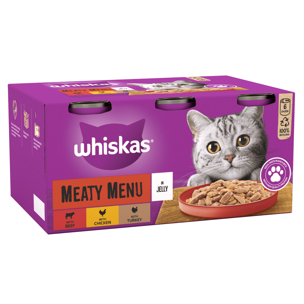 Whiskas Meaty Menu in Jelly 1+ Adult Wet Cat Food Tin