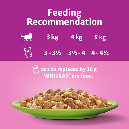 Whiskas 1+ Mixed Menu Adult Wet Cat Food Pouches in Jelly