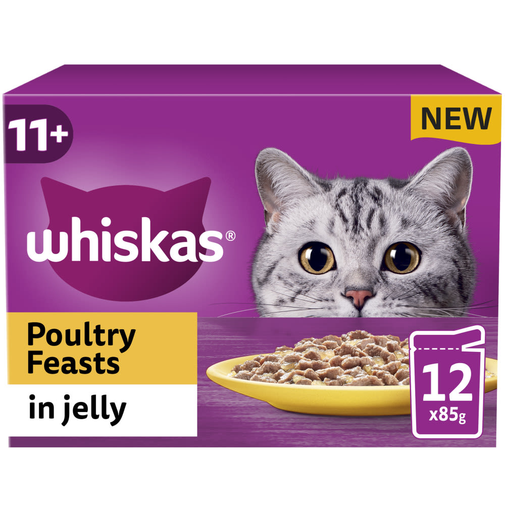 Whiskas 11+ Poultry Feasts Senior Wet Cat Food Pouches in Jelly