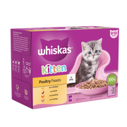 Whiskas Cat Pouches Poultry Feasts in Jelly 2-12Months Wet Kitten Food