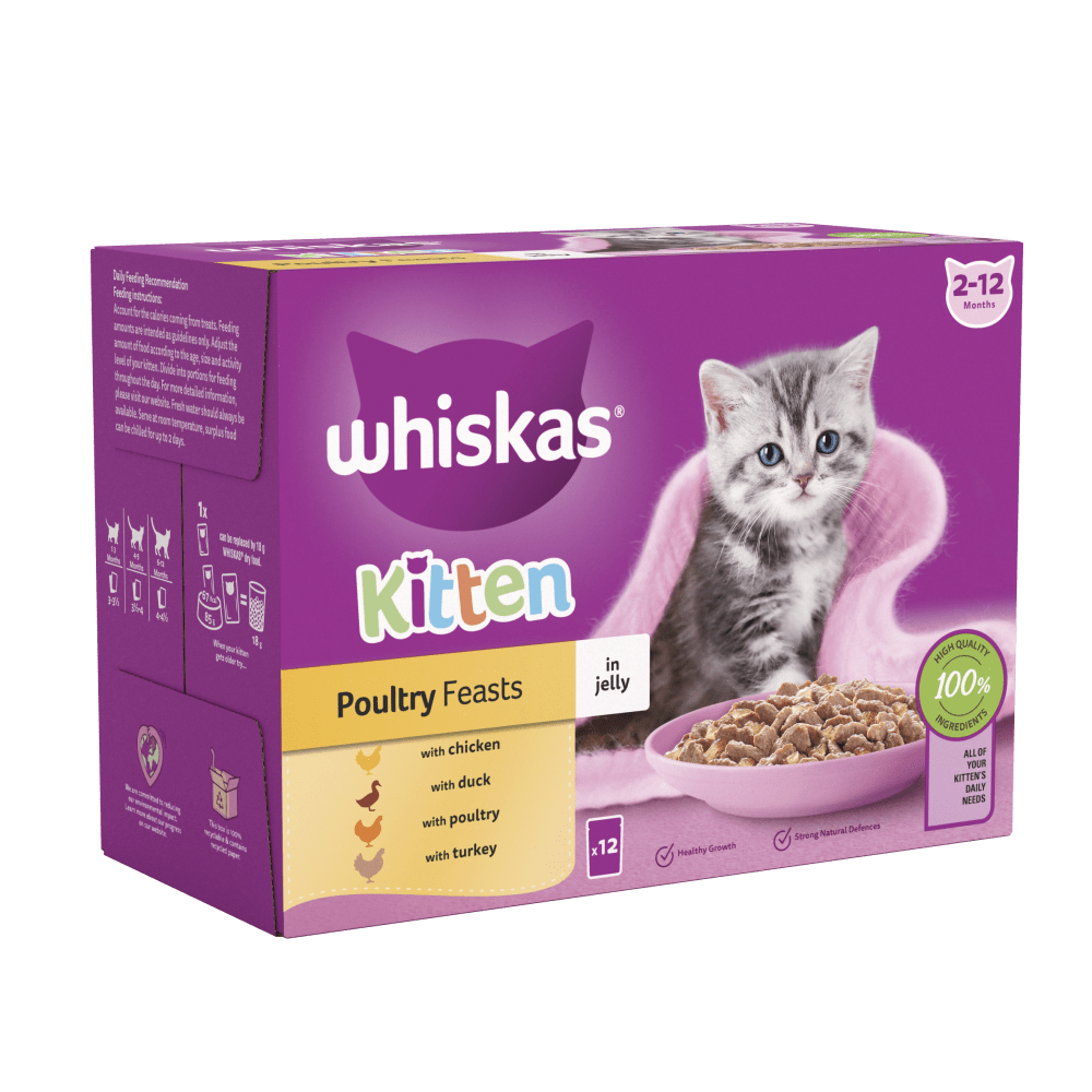 Whiskas Whiskas Feasts Chicken Duck Turkey Kitten Wet Cat Food pet food packaging