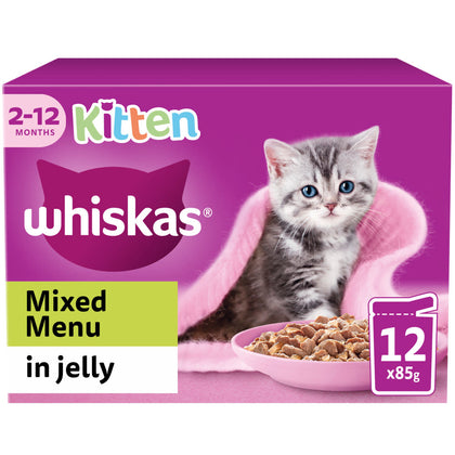 Whiskas Kitten Mixed Menu Wet Cat Food Pouches in Jelly