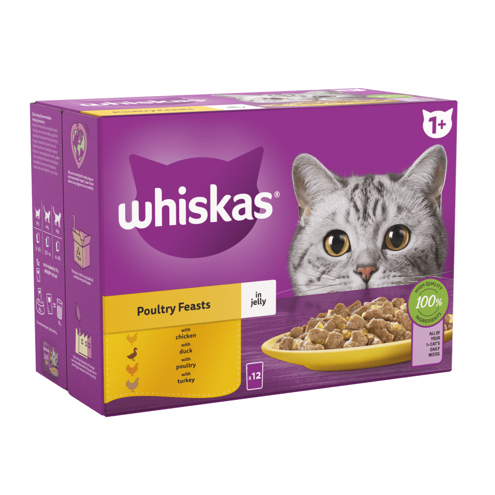 Whiskas Whiskas Feasts Chicken Duck Turkey Adult Wet Cat Food pet food packaging
