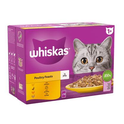 Whiskas Poultry Feasts in Jelly 1+ Adult Wet Cat Food Pouches