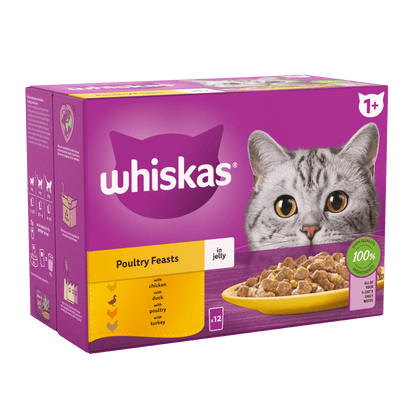 Whiskas Poultry Feasts in Jelly 1+ Adult Wet Cat Food Pouches