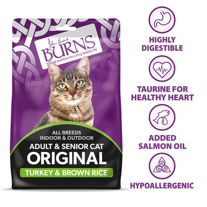 Burns Original Adult/Senior Dry Cat Food - Turkey & Brown Rice