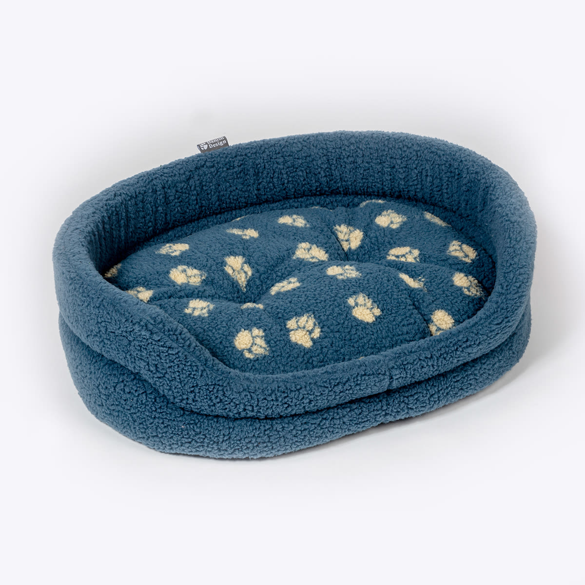Danish Design Sherpa Fleece Harbour Paw Slumber Blue Adult Dog Bed