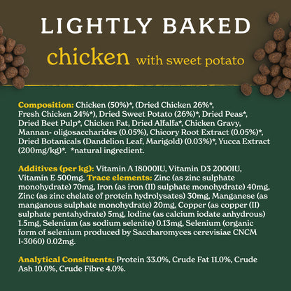 Forthglade Lightly Baked Natural Dry Dog Food - Chicken with Sweet Potato