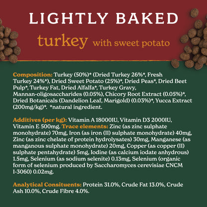 Forthglade Lightly Baked Natural Dry Dog Food - Turkey with Sweet Potato