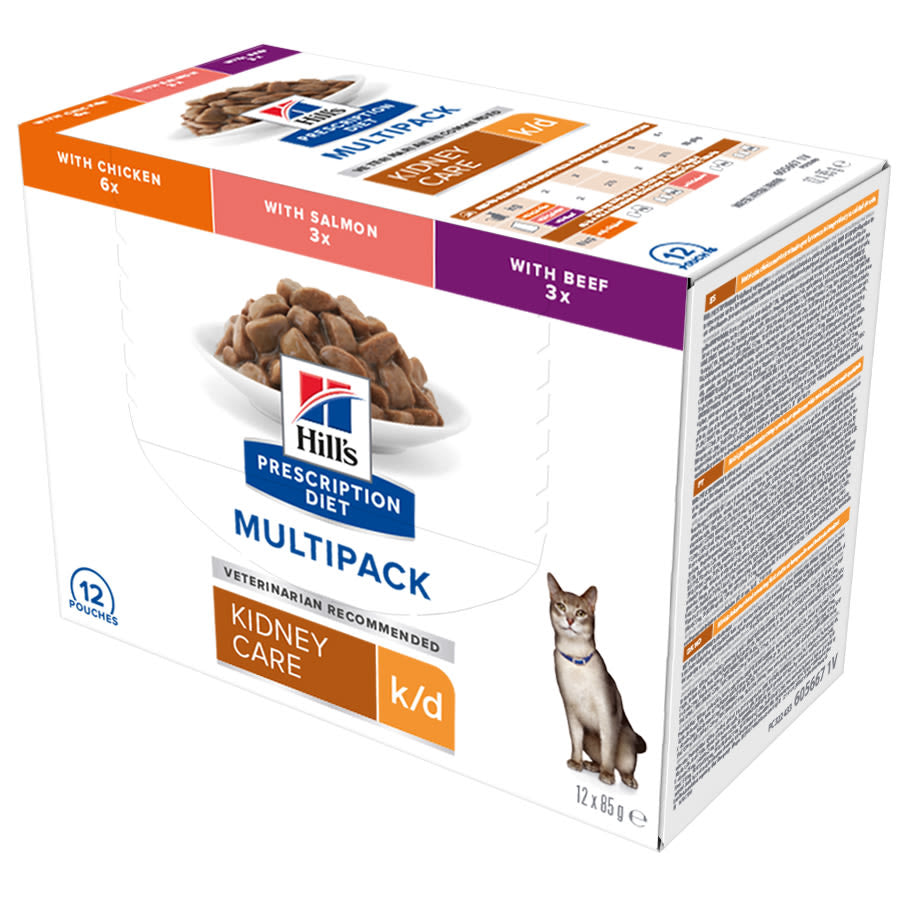 Hill's Pet Nutrition Hill'S Pet Nutrition Hill Prescription Kidney Care Beef Chicken Salmon Adult Wet Cat Food pet food packaging