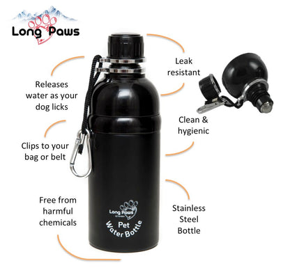 Long Paws Lick 'n Flow Stainless Steel Dog Water Bottle