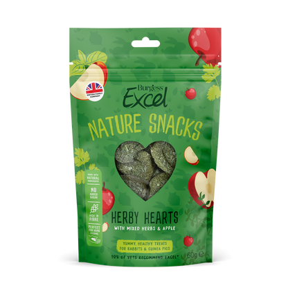 Burgess Excel Nature Snacks Herby Hearts Treats - Mixed Herbs & Apple