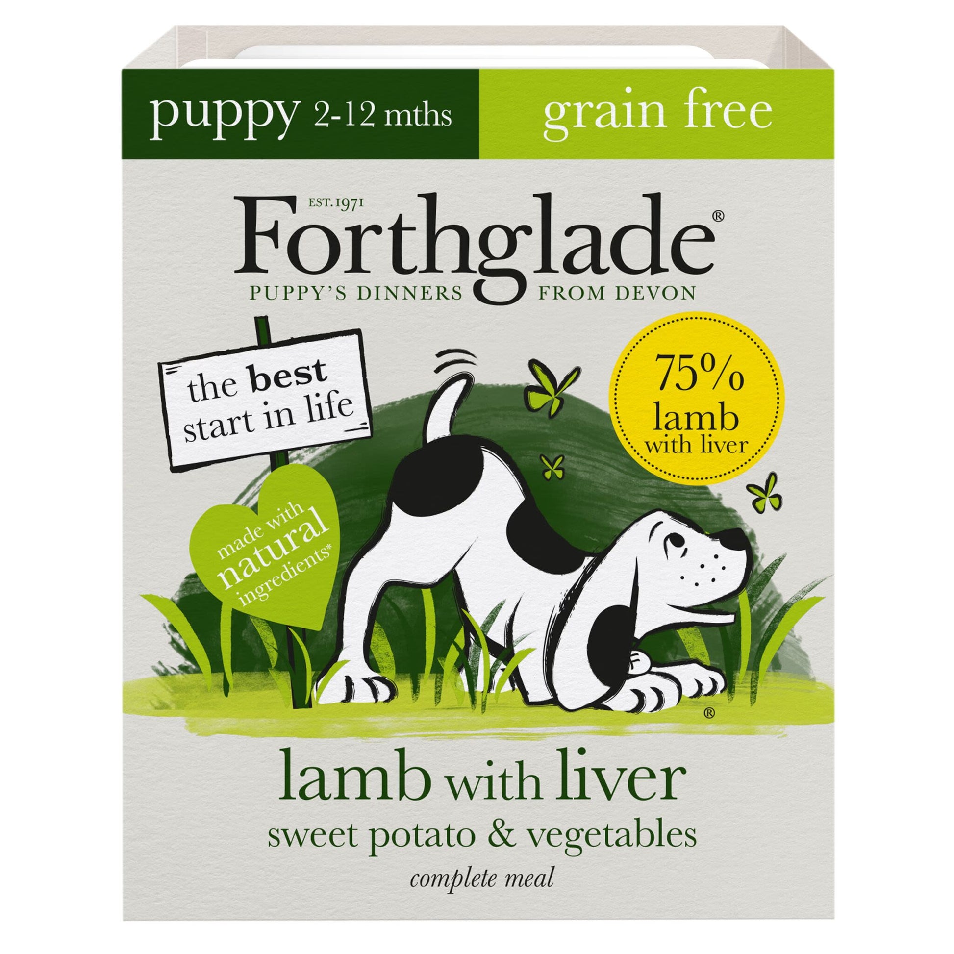 Forthglade Forthglade Grain Free Liver Sweet Lamb Salmon Puppy Wet Dog Food pet food packaging