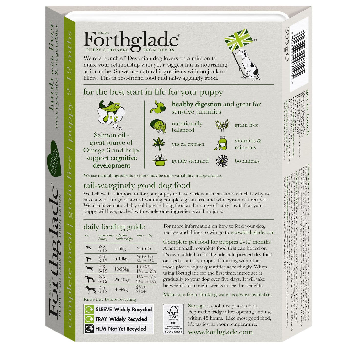 Forthglade Complete Meal Grain-free Puppy Wet Dog Food - Lamb with Liver, Sweet potato & Vegetables