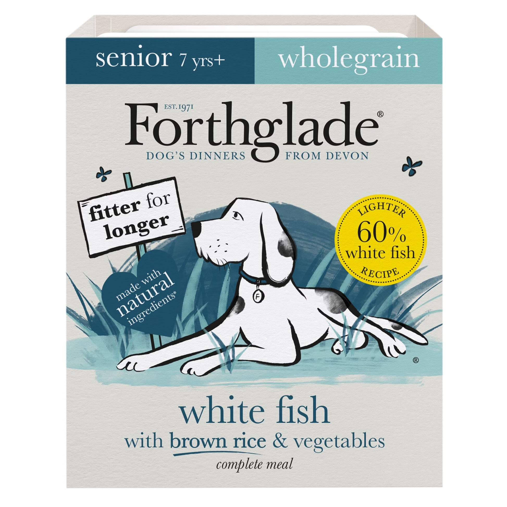 Forthglade Forthglade Wholegrain White Brown Salmon Senior Wet Dog Food pet food packaging