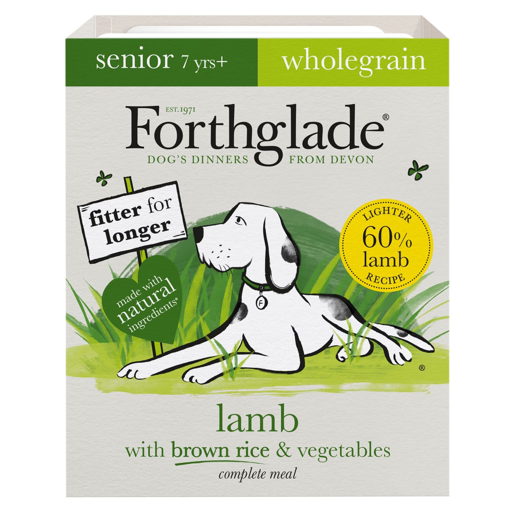 Forthglade Forthglade Wholegrain Brown Lamb Salmon Senior Wet Dog Food pet food packaging