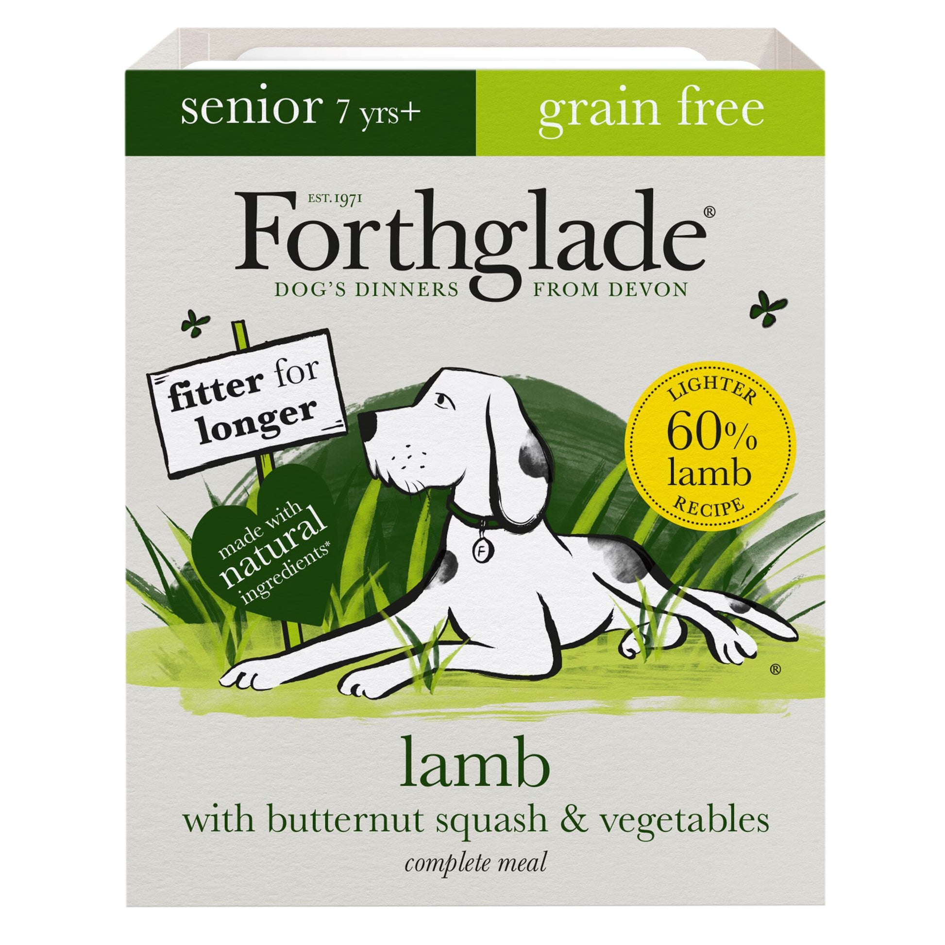 Forthglade Forthglade Lamb Salmon Senior Wet Dog Food pet food packaging