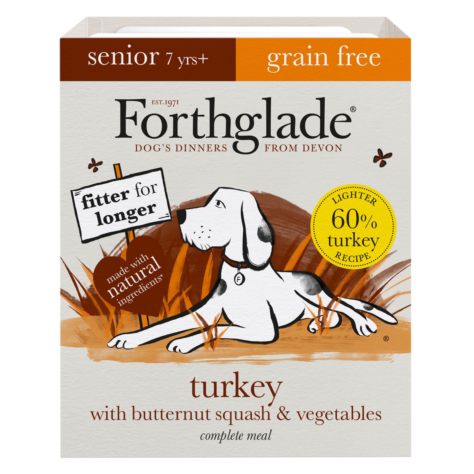 Forthglade Forthglade Grain Free Butternut Squash Salmon Turkey Senior Wet Dog Food pet food packaging