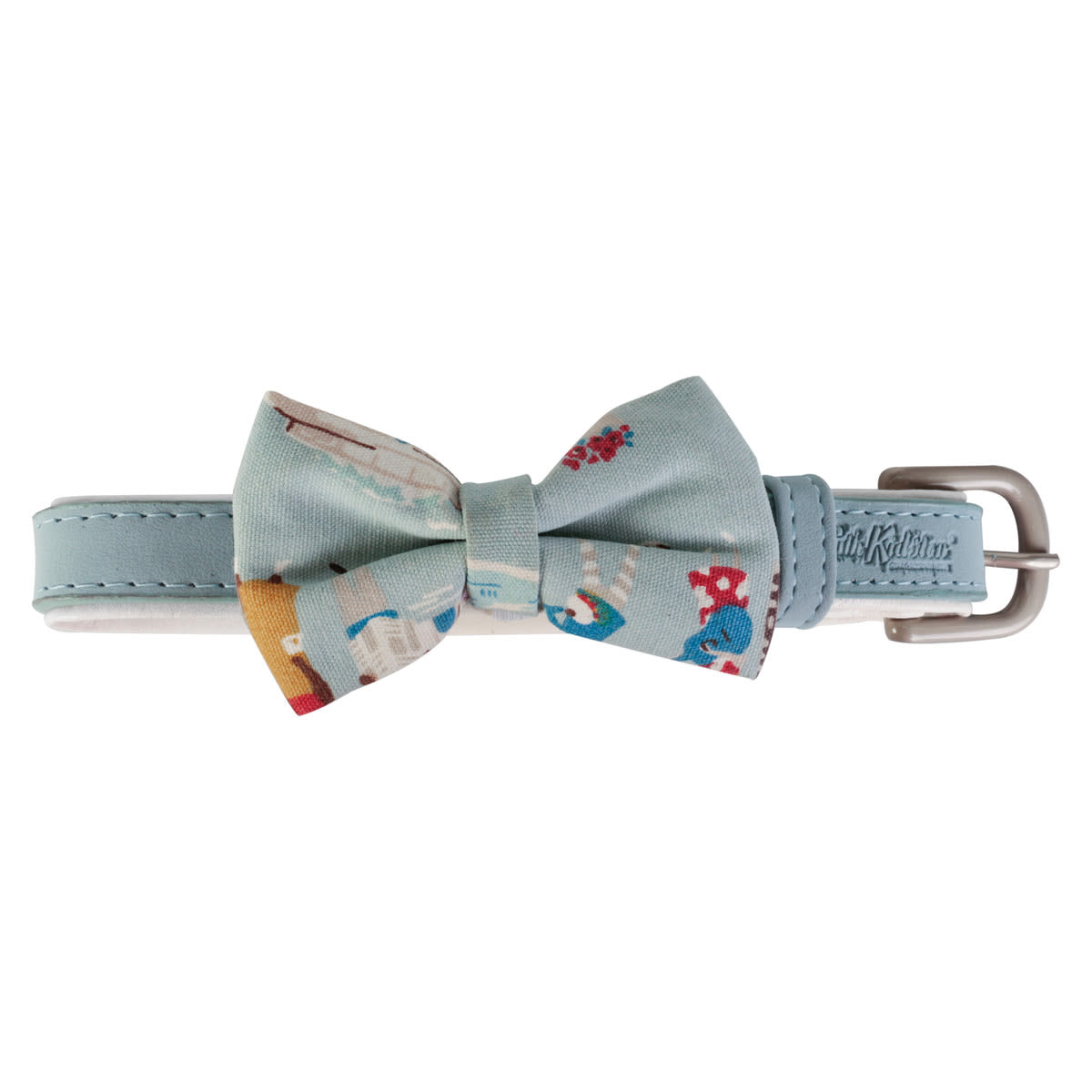 Cath Kidston London People PU Leather Blue Bow Tie Dog Collar