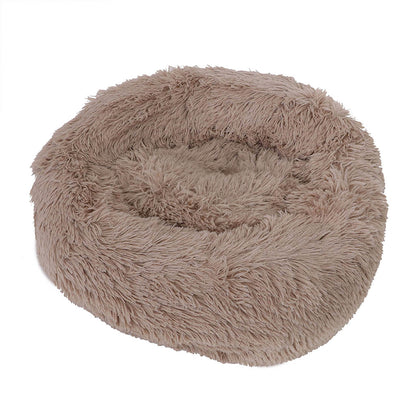 Dream Paws Anxiety Reducing Plush Dog & Cat Bed with Bear Toy - Brown