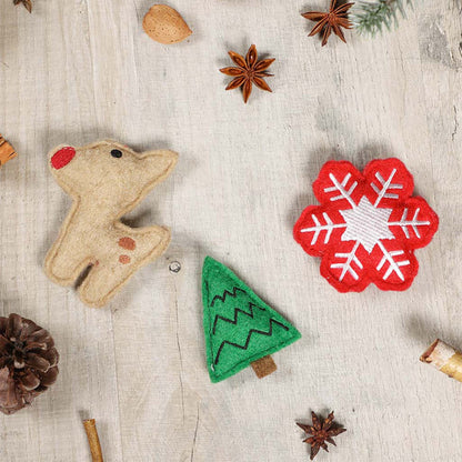 Pet Brands Christmas Festive Collection Felt Cat Catnip Toy 3 Pack